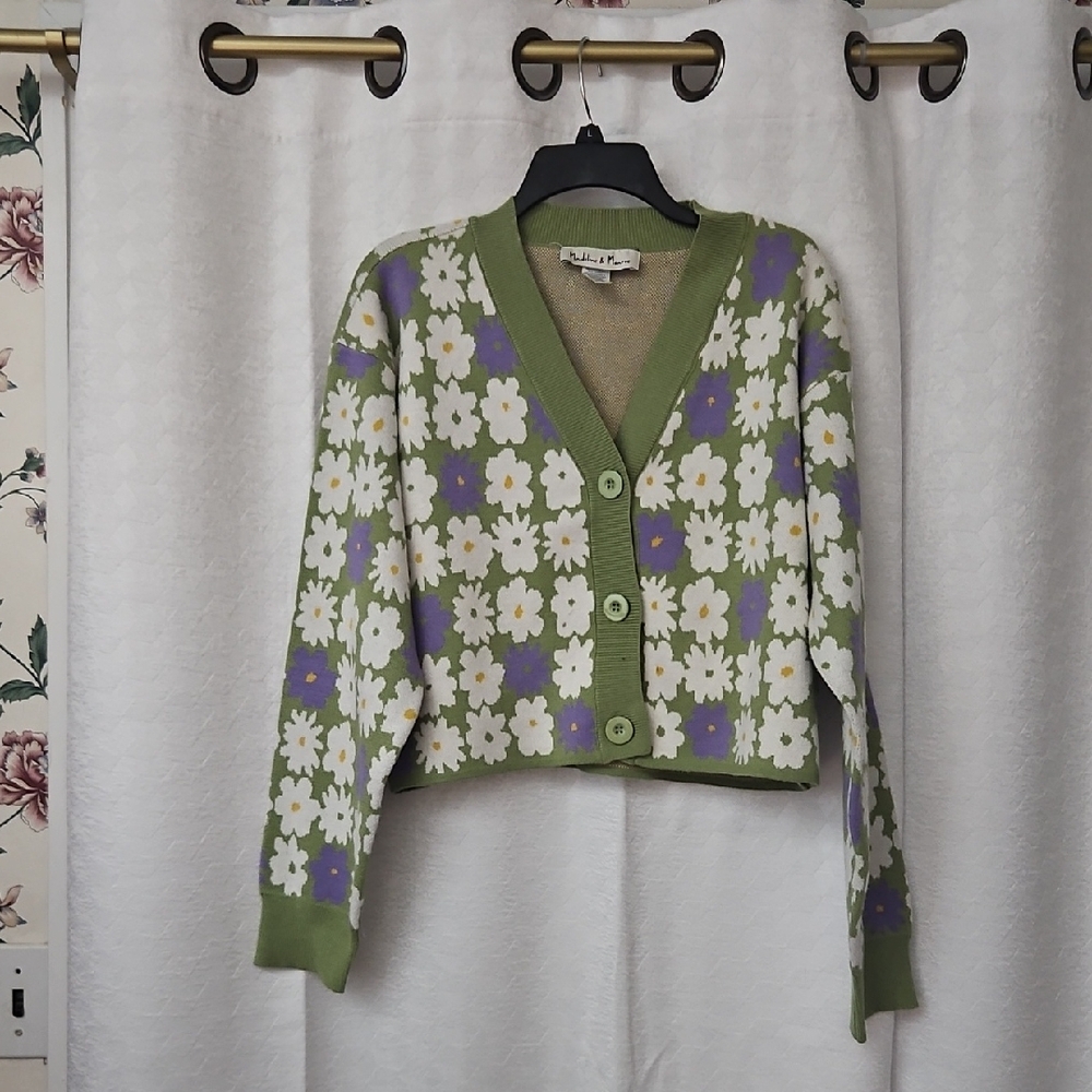 Madeline & Monroe  Green Flower Cardigan